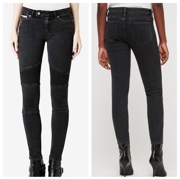 ALL SAINTS Washed Black Biker Fit Skinny Jeans 25 - Picture 2 of 13